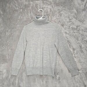 J.Crew Merino Wool Turtleneck Sweater Women's Size Medium Light Gray Pullover